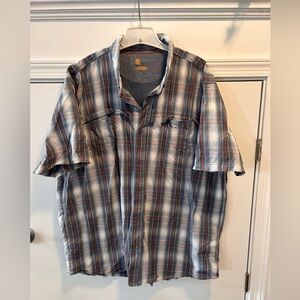Men’s Carhartt Force Plaid Button Down Short Sleeve Shirt Workwear Vented 3XL